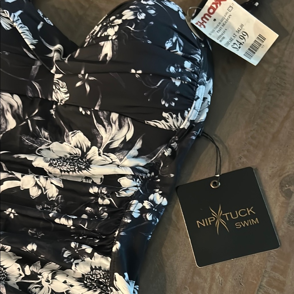 Nip Tuck Swim Black Floral One Piece Swimsuit
